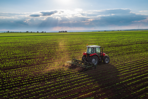 tractor in a field